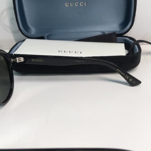 New Authentic Black Aviator Sunglasses GG0159SN 001 - Picture 9 of 11